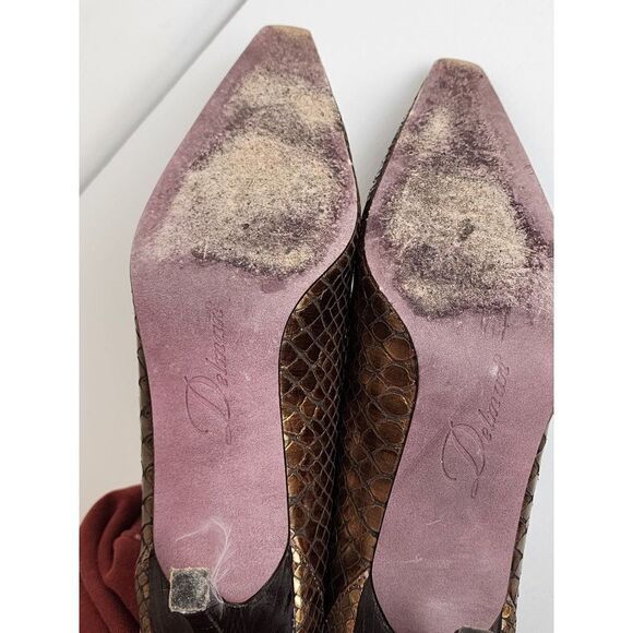 Delman Gold Snake Skin Design Vintage Shoes, Size 7.5 - Picture 5 of 8